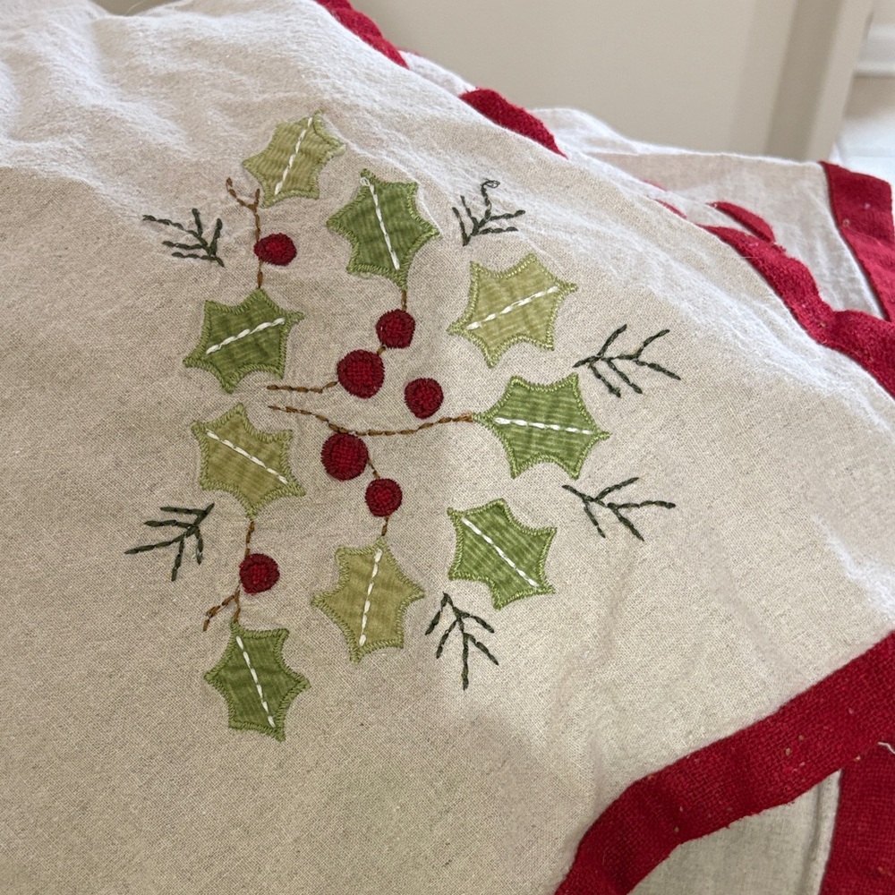 Elegant Holly Embroidered Tablecloth